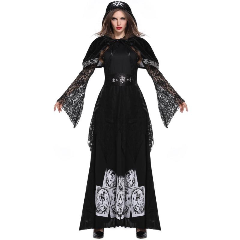 

Костюм на Хэллоуин для взрослых, Набор платья ведьмы, Сценический костюм, Костюм ведьмы, Униформа XL чёрный