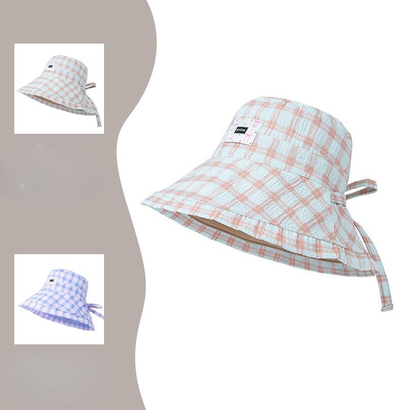 Fashionable and Versatile Traveling To Show Off Your Face  Small UV Protection  Large Hat  Sun Protection  Thin Plaid Fisherman's Hat  Women