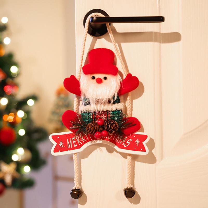 Christmas Decorations Wooden Snowmen Santa Claus Reindeer Door Hanging Ornament XmasTree Indoor Scene Layout Home New Year Decor