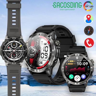 SACOSDING Outdoor GPS sportowy smartwatch męski Bluetooth połączenia IP68 wodoodporny ekran AMOLED Kompas Smartwatch 2024 nowy model