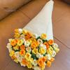 31.5 Inch Crochet Flowers Blanket Handmade Rose Bouquet Blanket Knitted Flowers Throw Blanket for Mother's Day Gift Home Decor