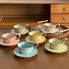 Macaron Creative Niche Coarse Pottery Coffee Cup Saucer High-End American Latte Cup Retro Kiln Coffee Cup