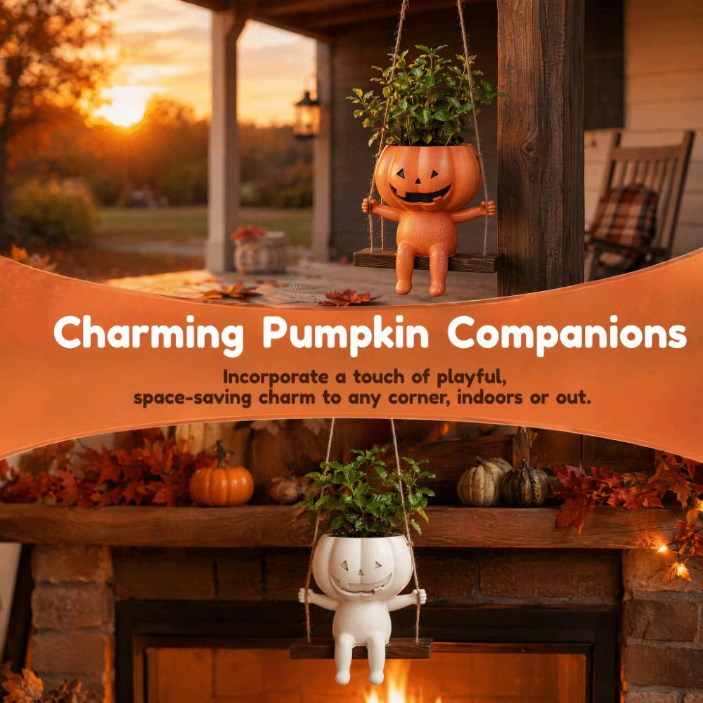 Plastic Halloween Flower Pot Succulents Swing Pumpkin Plant Basket Cafe Decorations