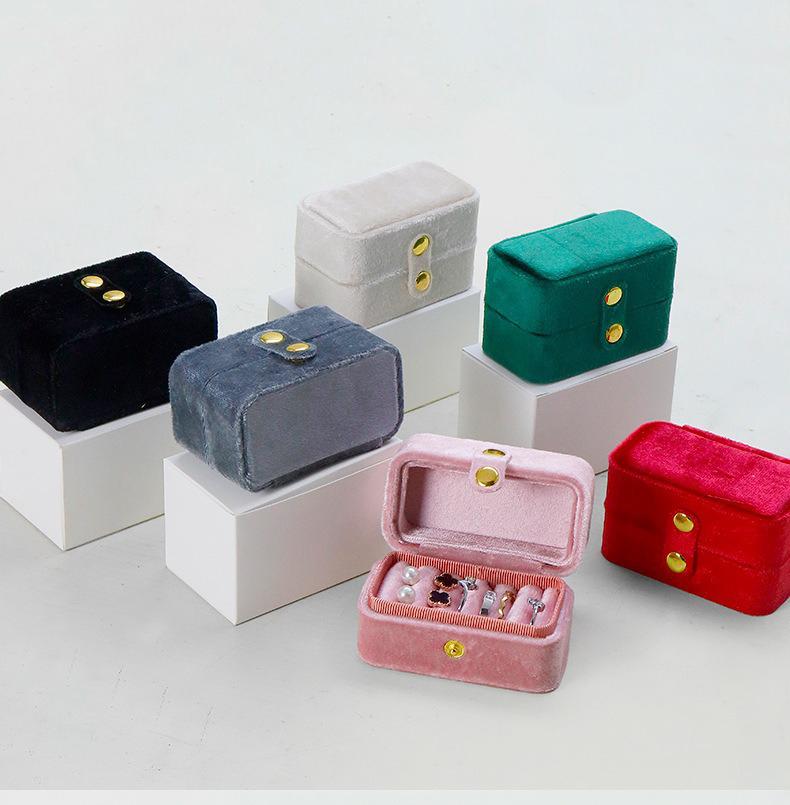 New Velvet Mini Ring Box Portable Earnail Pair Ring Jewelry Packaging and Storage Box