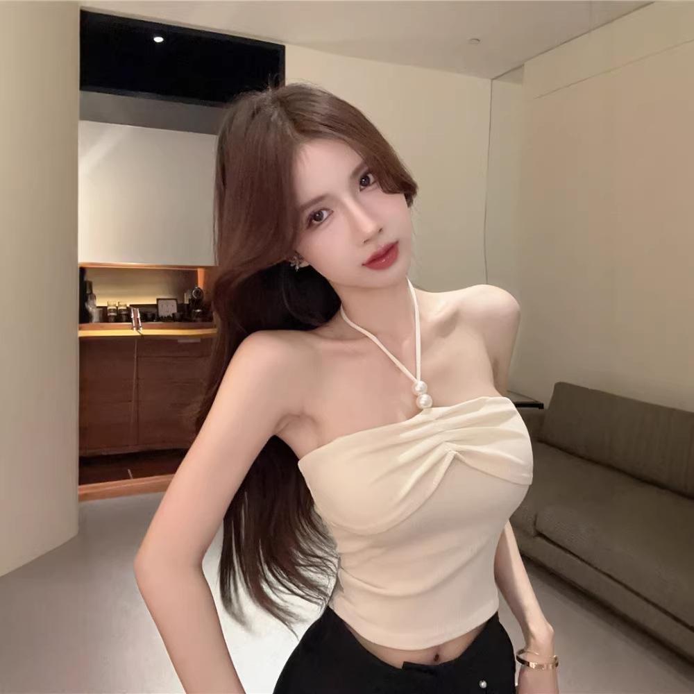 Summer Sexy Pure Desire Wind Neck Strap Sling Vest Women's Fashion Chic Slim Slim Short Top Ins
