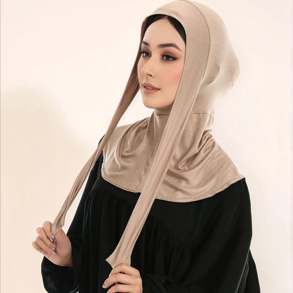 Laven Fashion Spring Summer Breathable Hijabs Long Instant Hijab Woman Full of Neck Ready to Wear Hijabs Tie Back Hats