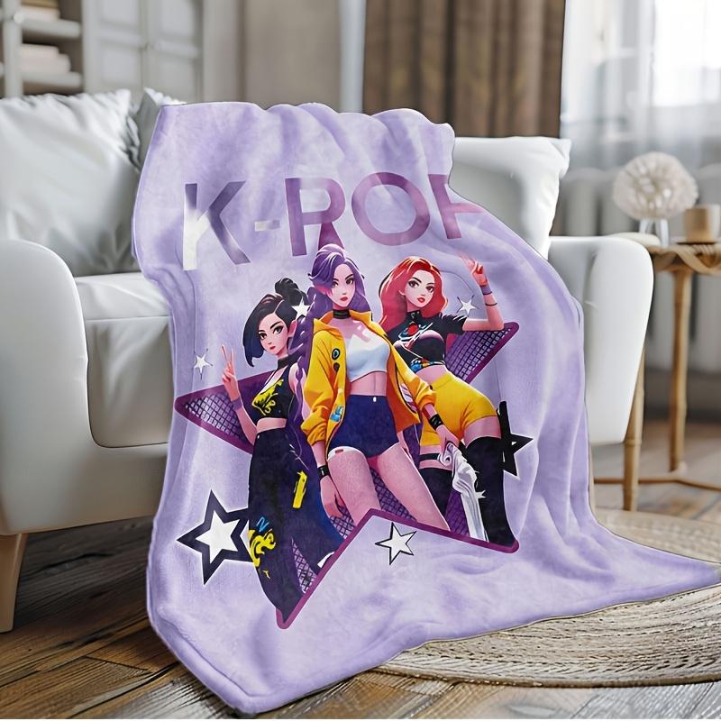 K-Pop Girl Group Blanket Single Sided 2D Print Soft Flannel Fleece Throw Blanket for Bed Couch Sofa Trendy Kpop Vibe for Fans