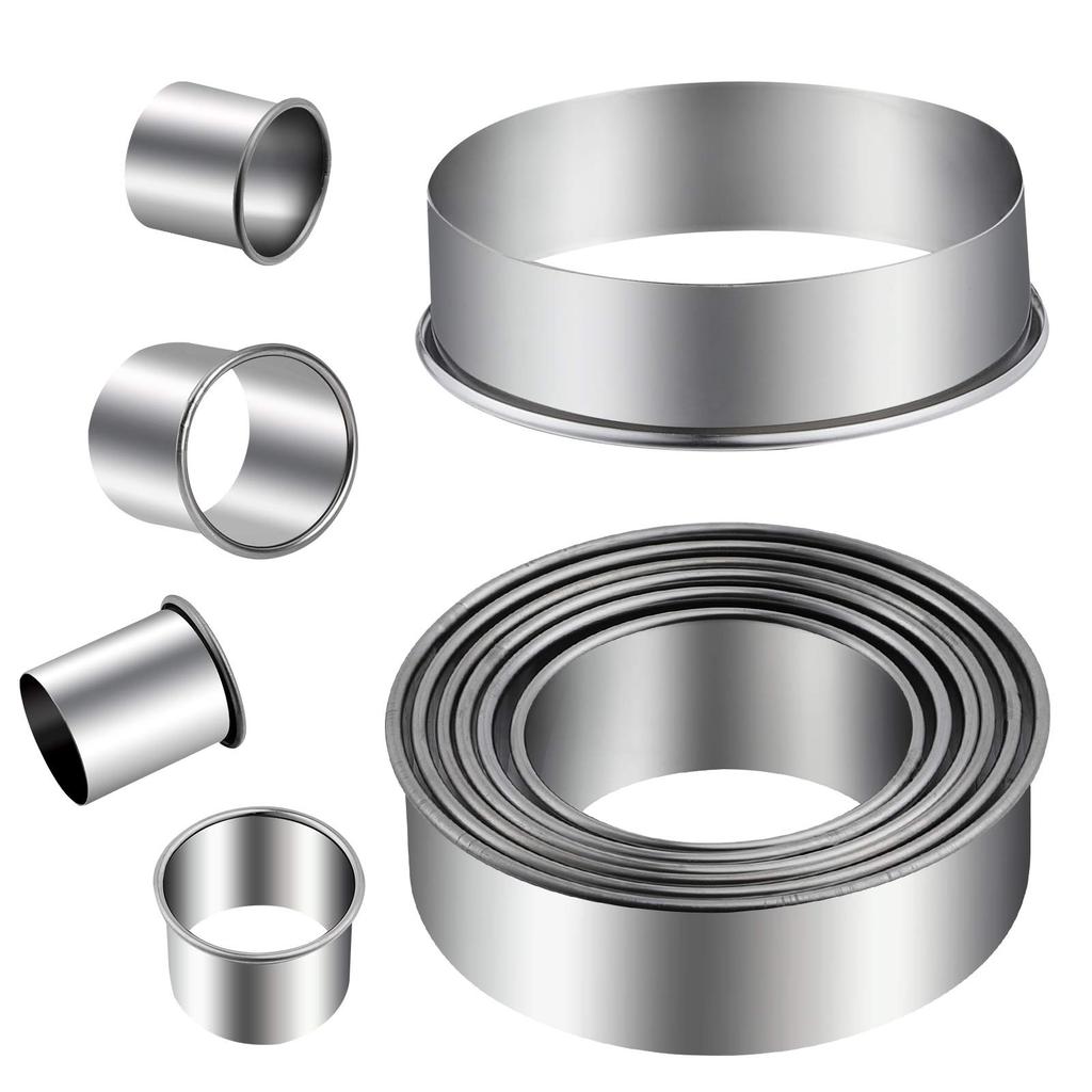 11/12 szt. Okrągły Zestaw Foremek do Ciastek Ze Stali Nierdzewnej Foremka do Wykrawania Odpowiednia do Pieczenia Ciast Musów Donutów Fondantu Foremka Pierścieniowa do Ciastek