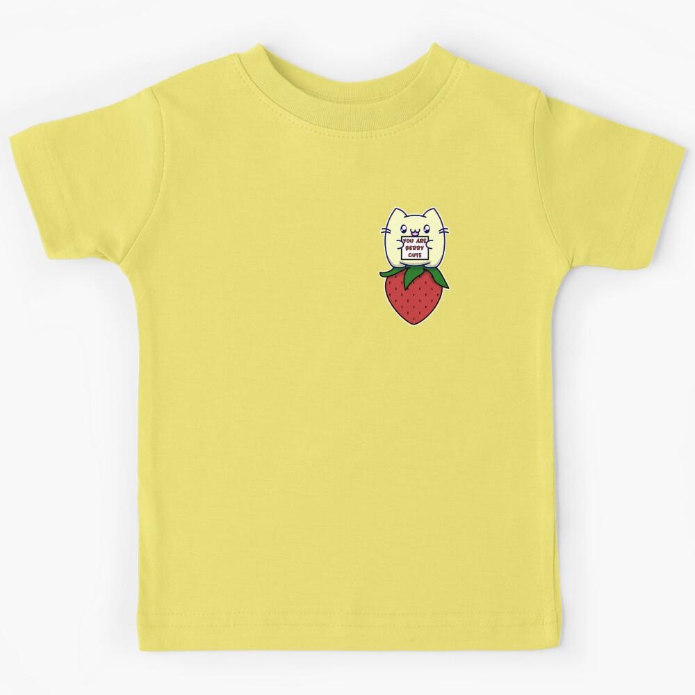 You Are Berry Cute Chineko Cat on a Strawberry Kids T-Shirt 110