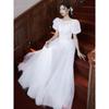 White Evening Dress Women's 1011 New Summer Banquet Temperament Tutu Skirt Birthday Host Dignified Atmosphere Dress