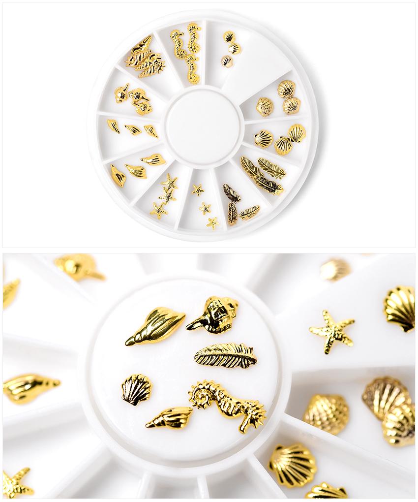 kads Seria Ocean Nit din aliaj de aur și așchie Decorații de alegere Unelte de stil pentru manichiură Frumusețe pentru unghii Decorație artistică cu stras