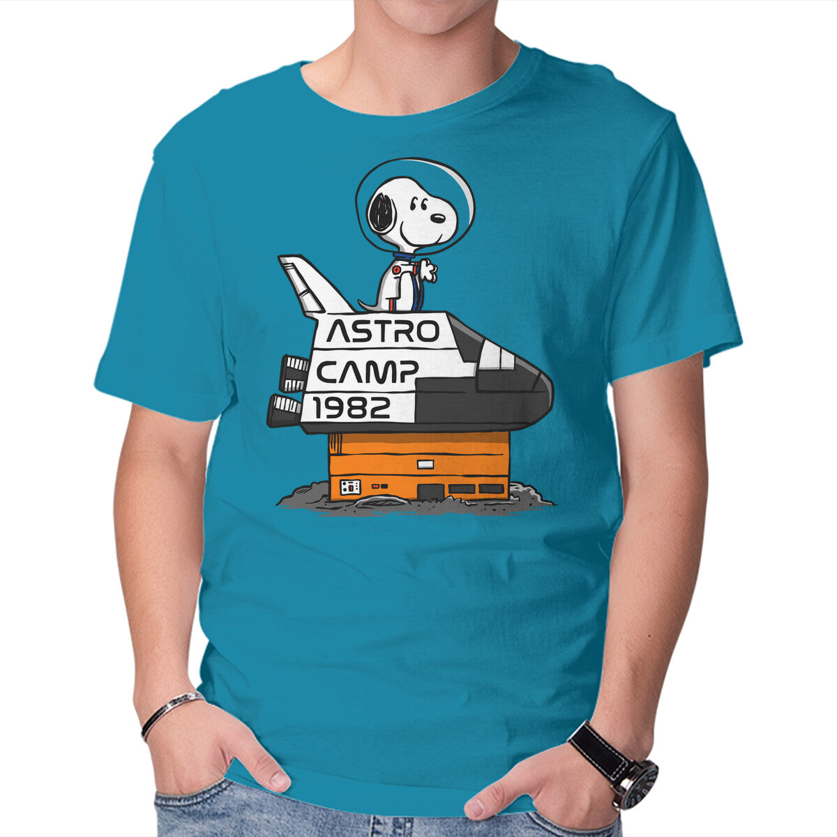Unisex Crew Neck T-Shirt Astro Camp Graphic Short Sleeve Casual Tee XXXXL