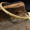 925 Sterling Silver Retro Court-Style Gold-Plated Bangle with Engraved and Inlaid Diamonds – Elegant Women's Bracelet