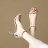 Strap Sandals for Women 2026 Summer New Black Rhinestone High Heels Fashionable Slim Heels Womens Luxury Sandals Women Designers