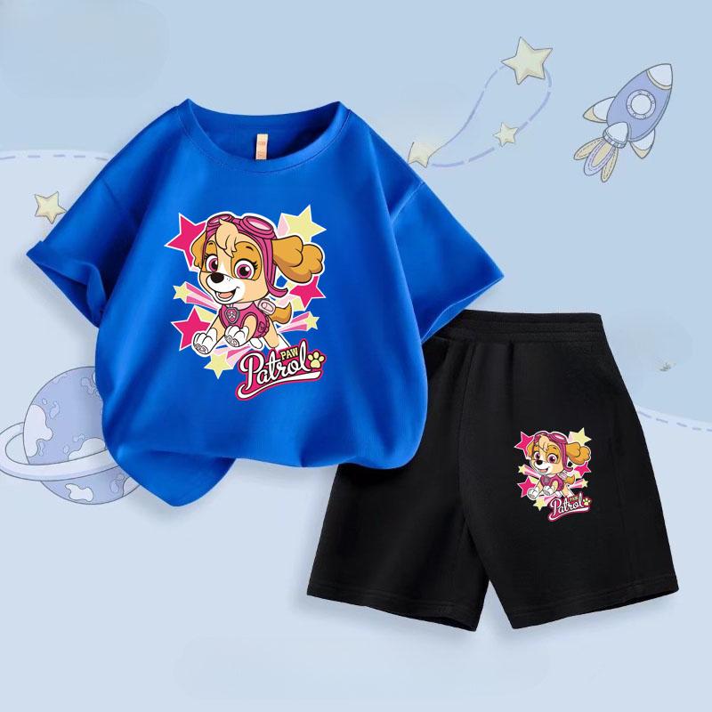 

PAW Patrol Girls Short Sleeved T Shirt Shorts Two Piece Set Summer New Children s Outfits Kids Breathable Casual Clothing Sets 110