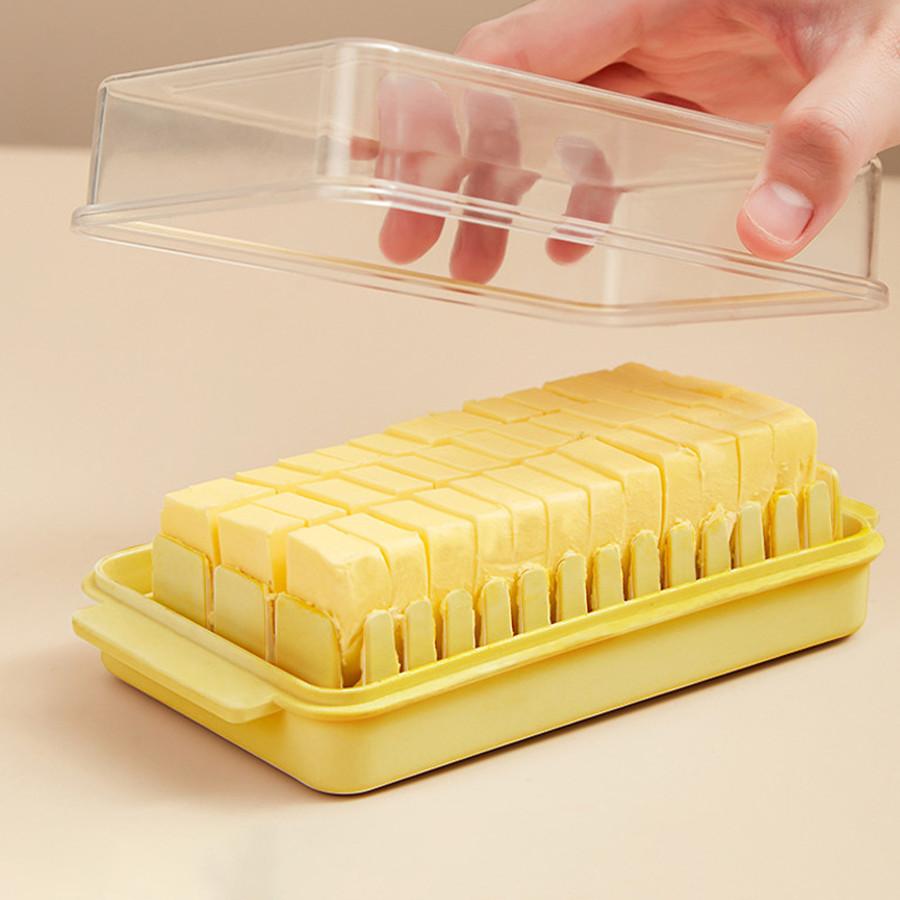 

Butter Cutter Box Cheese Storage Box with Lid Butter Dish Stick Butter Container for Refrigerator Kitchen Gadgets Tools жёлтый