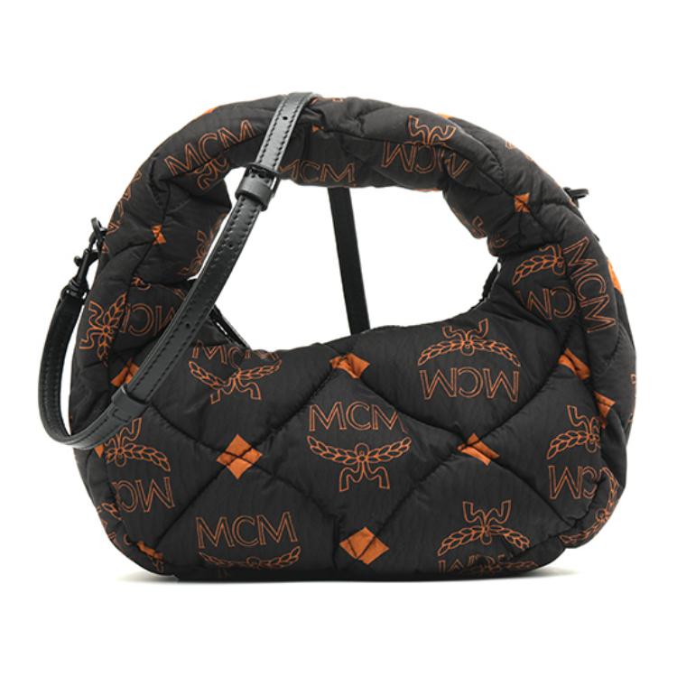 MCM Large Logo Classic Monogram Detachable Shoulder Strap Nylon Hobo Bag Crossbody Handbag Mini Women bags Black MWHDATA01BK001 Basic Set (Bag+Dust Bag)