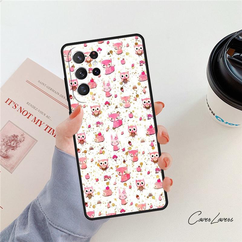 Cartoon Owl Phone Case For Samsung Galaxy S24 S25 S23 S22 Ultra Note 10 20 Plus S20 S21 FE Cover