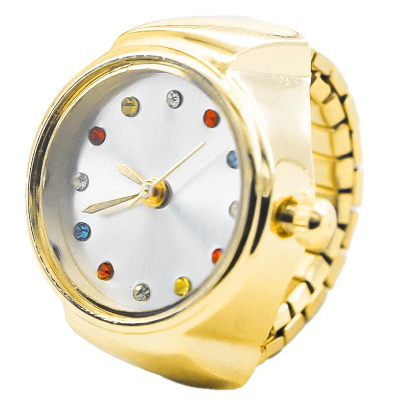 

New s Creative Diamond-Set Ring Watches With Alloy Cases, Finger Round Dials For Couples And Men золотистый
