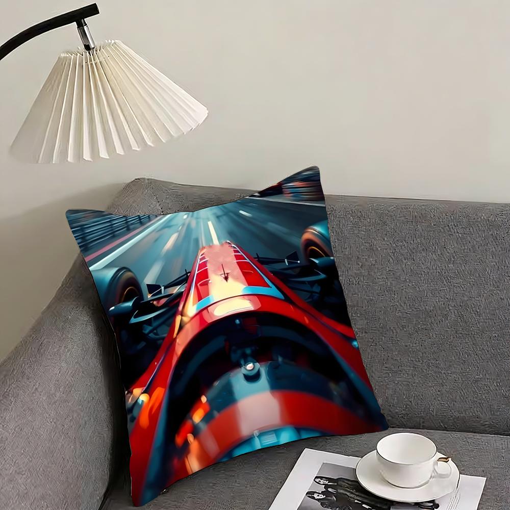 Racing Cool Cushion Cover Pillowcase Ultra Soft Skin Friendly Fabric Cloud Like Comfort Concealed Zipper