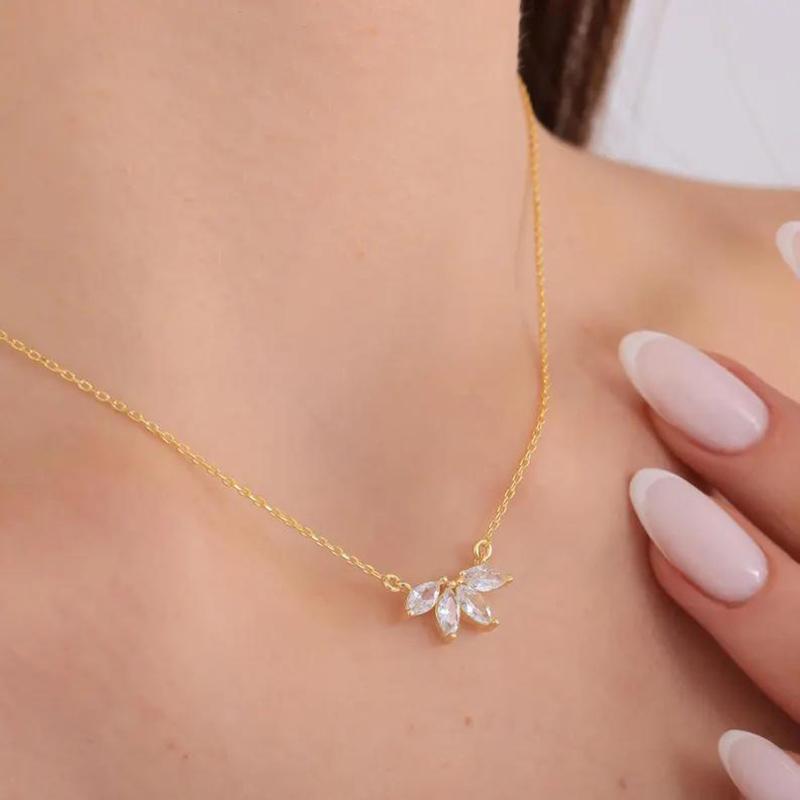 Simple Stainless Steel Horse Eye Zircon Necklace Fashion Elegant Crystal Collarbone Chain For Women Trendy Jewelry Accessories