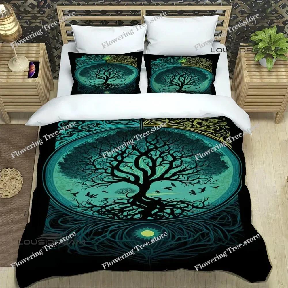 Tree of Life Printed Bedding Sets Exquisite Bed Supplies Set Duvet Cover Bed Comforter Set Bedding Set Luxury Birthday Gift029
