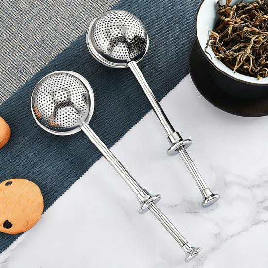 Tea Maker Loose Leaf Tea Infuser Stainless Steel Tea Ball with Fine Mesh Strainer And Retractable Long Handle Reusable Tea Steeper for Herbal Black