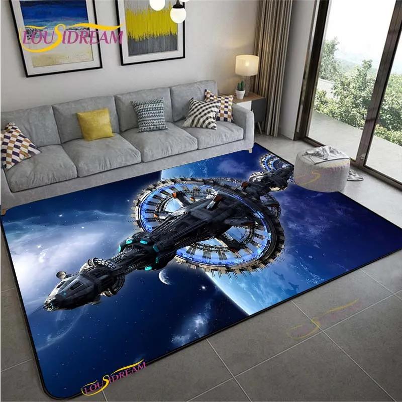3D Space Ship Station Carpet for Living Room Bedroom Table Cinema Rug Kitchen Door Kids Un-slip Floor Mat Alfombra Birthday Gift