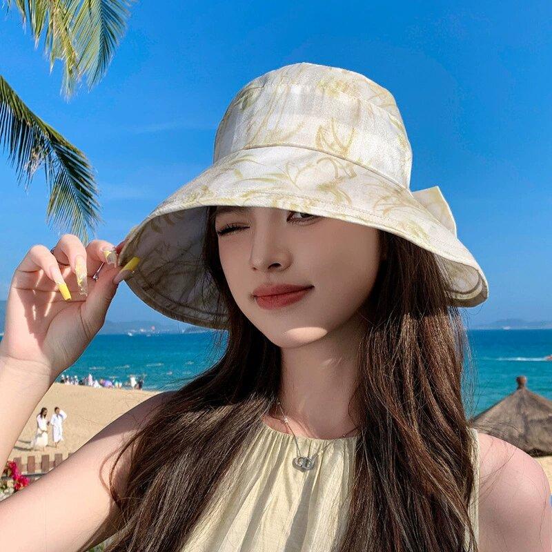 Spring and summer women's sunscreen sun hat, beach outdoor fisherman hat, fashionable printed bucket hat Cap H297