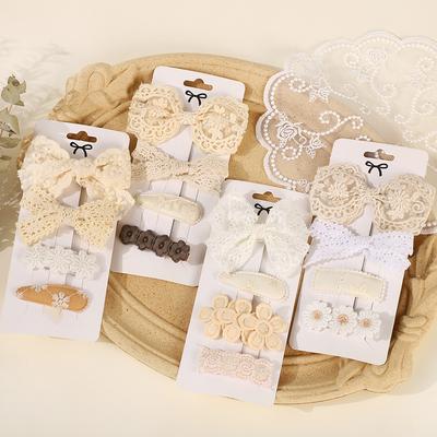 1 Zestaw Koronkowy Kok BB Spinki do Włosów Grzywka dla Dziewczynki Ins Kwiatowe Spinki do Włosów Kolor Cukierkowy Świeży Stokrotka Kropelka Spinki do Włosów dla Dzieci