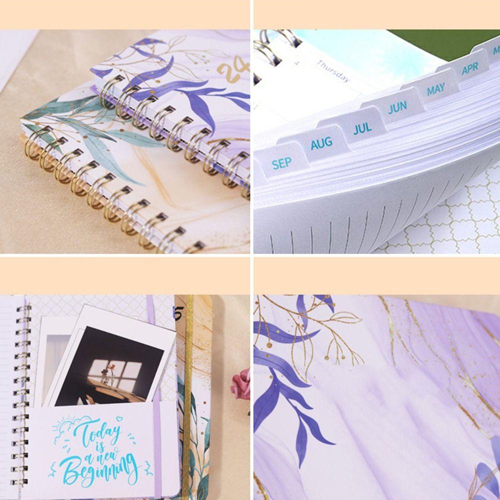 Monthly 2025 English Agenda Book 365-Day A5 Schedule  Planner Flowers Diary Notebook  Students