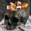 Unique Gothic Gifts Skull Planter, Resin Head Flower Pot, Halloween Candy Bowl, Spooky Beauty Store Display Props Decoration for Tabletop Home