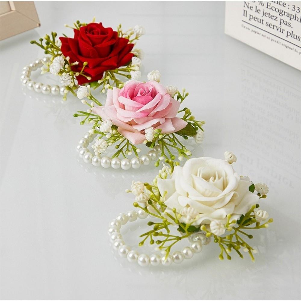Artifical Wedding Brooch Silk Wrist Flower European Rose Boutonniere Formal Dinner Party