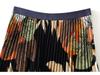2026 Retro Floral Women's Pleated Long Skirt - Spring/Summer Flowing Hem Dress (D9908)