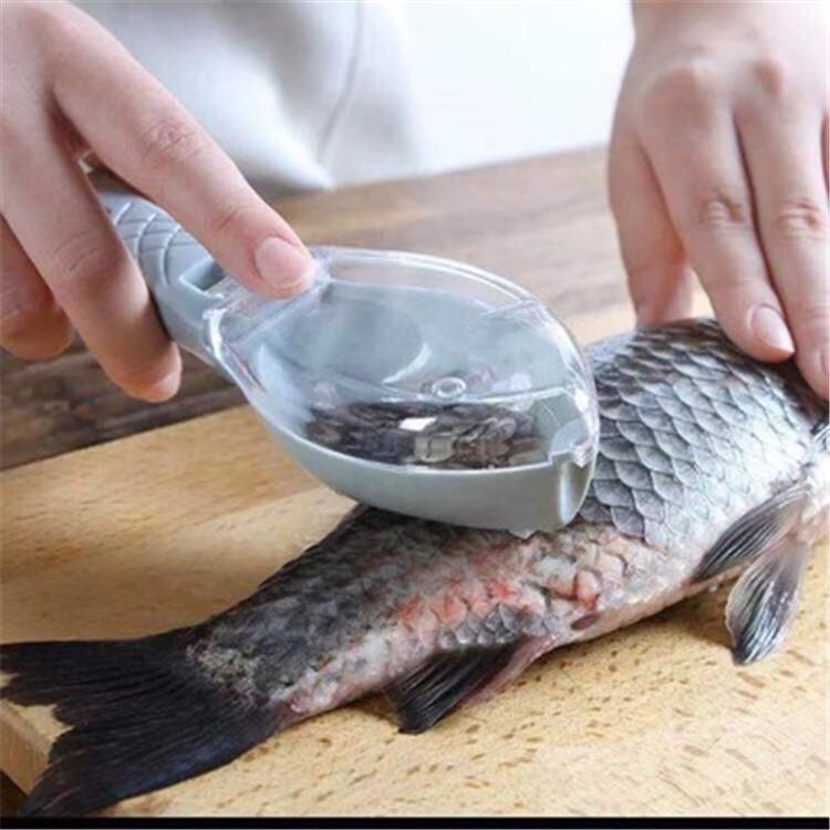 

Manual Fish Scale Peeler with Lid - Scraper and De-scaler Tool for Kitchen Use Green opp bag 300/box