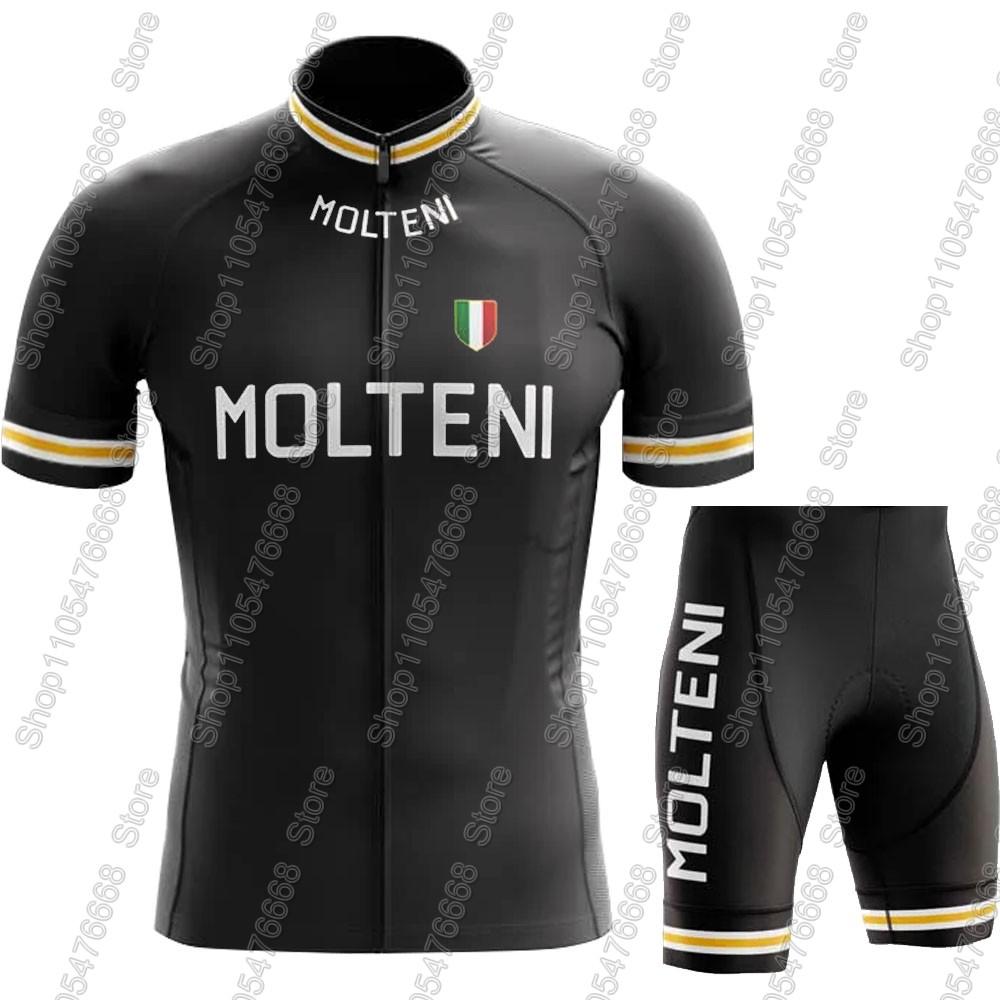 Retro Classic Molteniful-Team Cycling Jersey Set Summer Clothing Kits Men Road Bike Shirt Suit Bicycle Bib Shorts