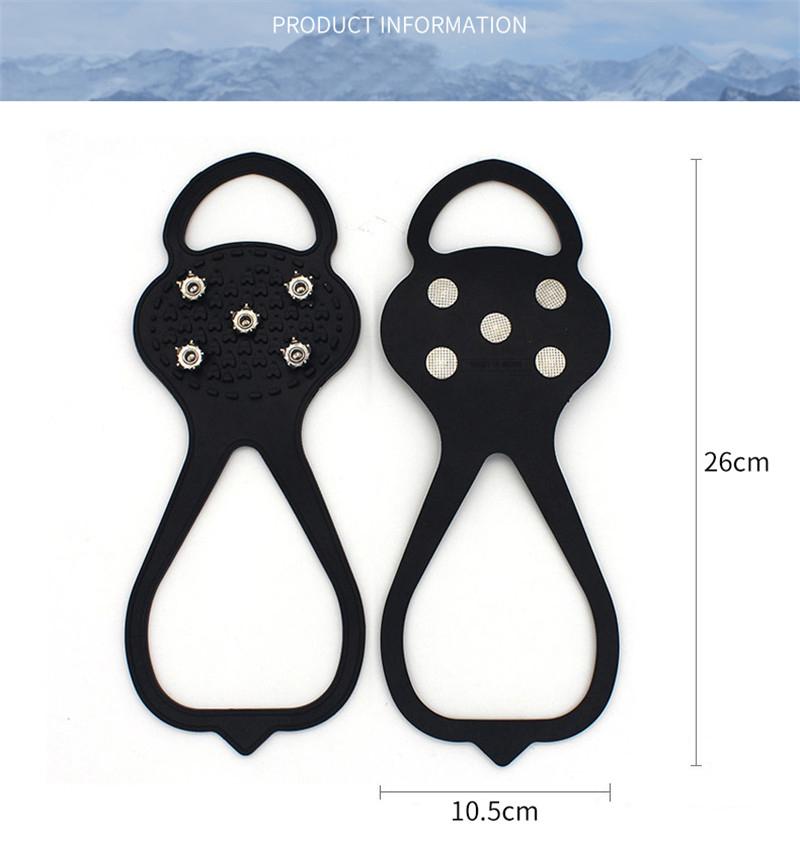 5 Teeth Ice Gripper For Shoes Women Men Crampons Ice Gripper Spike Grips Cleats For Snow Studs Non-Slip Climbing Hiking Covers