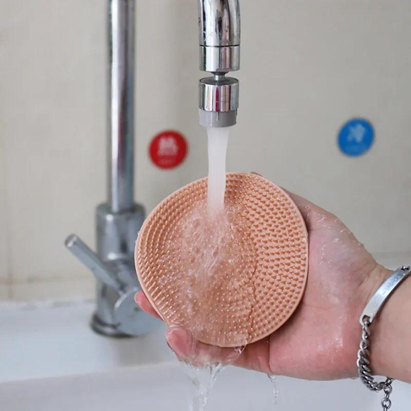 Silicone Body Scrubber Natural Bristles Skin Exfoliator Scrub Shower Sponge Brush Silicone Bath Shower Brush