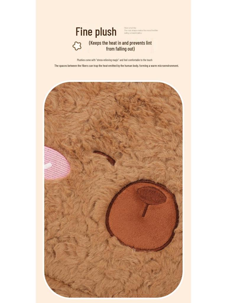 Cartoon Cute Capybara Winter Plush Car Seat Cushion for Cadillac CT5, Aoge XT4, XT5