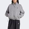 Adidas Originals Fashion Versatile Stand Collar Long Sleeve Jacket Women Jacket Gray JD2584