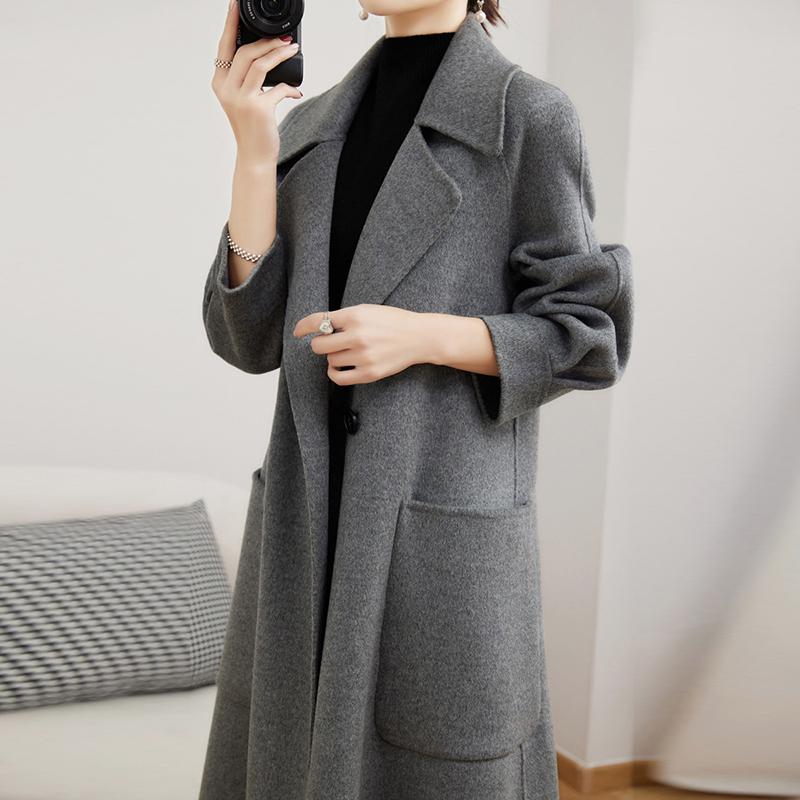 100% Wool Women Coat Autumn Wool Long Coat Handmade Pea Coat Winter Warm Wool Long Jacket Overcoat