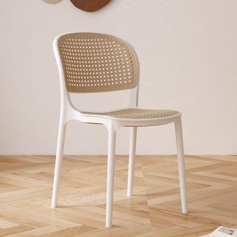 Stylish Rattan-Look Casual Dining Chair – Comfortable Patio or Plastic Chair with Woven Backrest