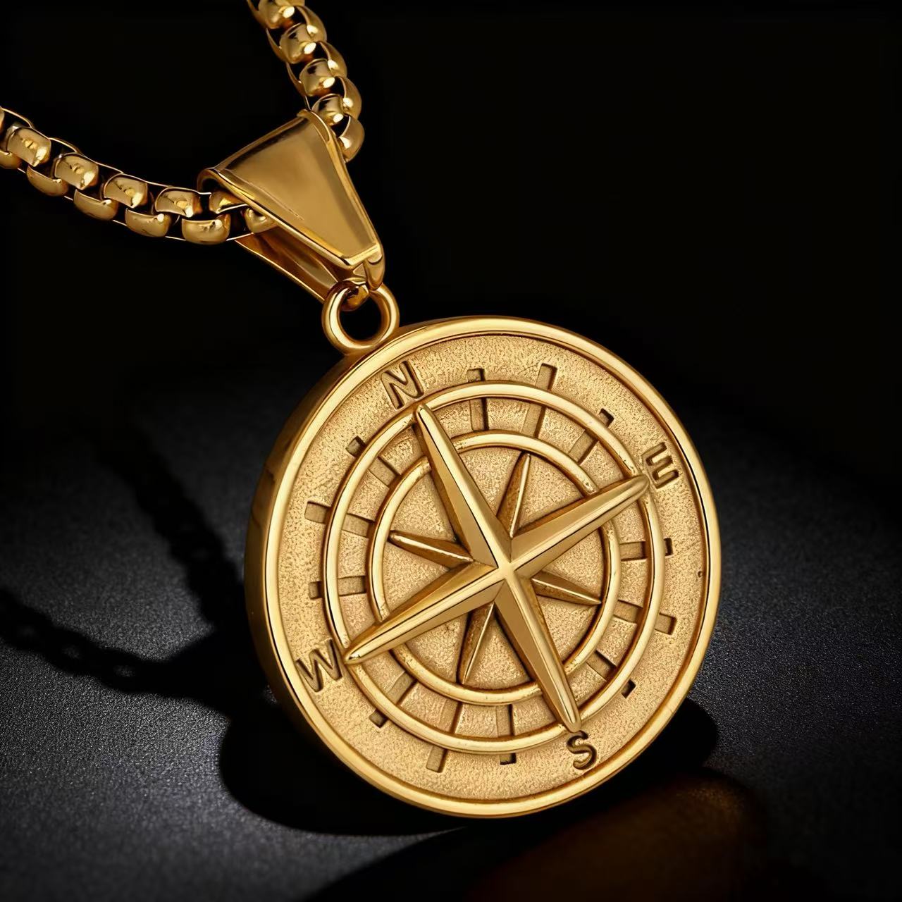 HNSP 316L Stainless Steel Vintage Compass Pendant Necklace For Men Viking  Accessories