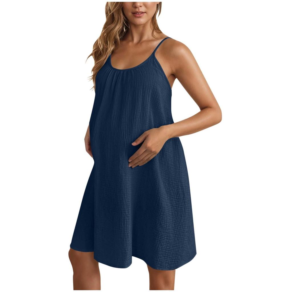 Camisola Casual e Fashion para Grávidas, Solta, Cor Sólida, Roupa de Dormir, Roupa de Casa, Vestido Regata