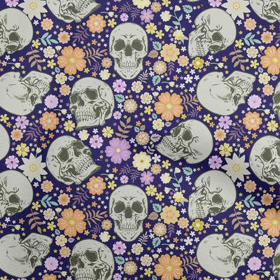 Cotton Flex Medium Blue Fabric Skull Sewing Material Print Fabric By The Yard 40 Inch
