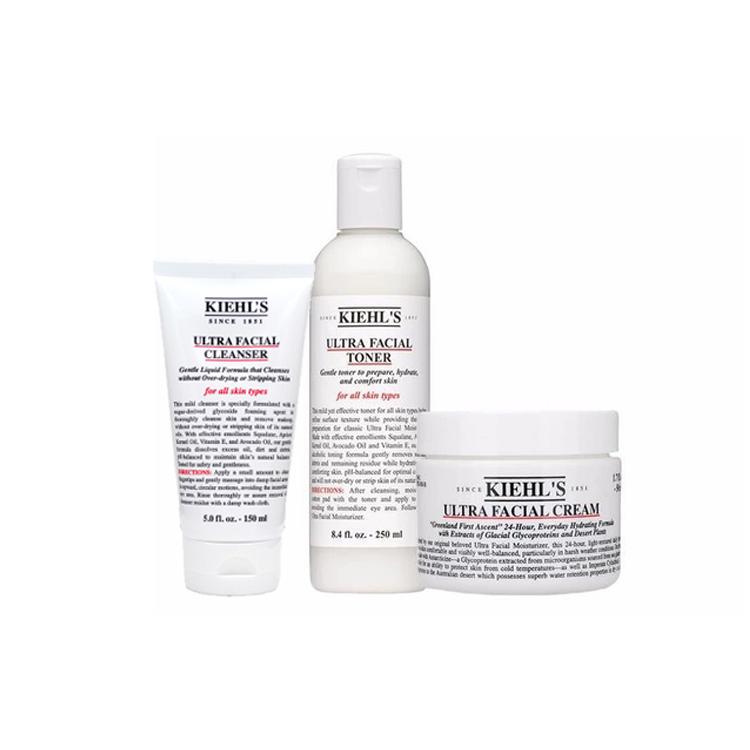 Kiehl s High Moisturizing Skincare Sets Unisex Cleaner 150ml+Toner 250ml+Cream 50ml