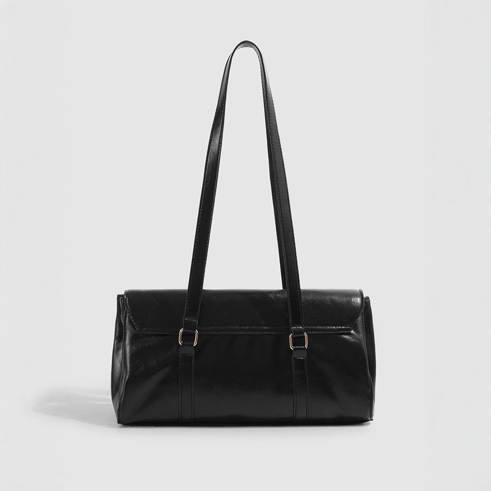 High-end oil wax leather underarm bag for women, 2025 new vintage pillow bag, versatile for daily commuting, single-shoulder underarm bag