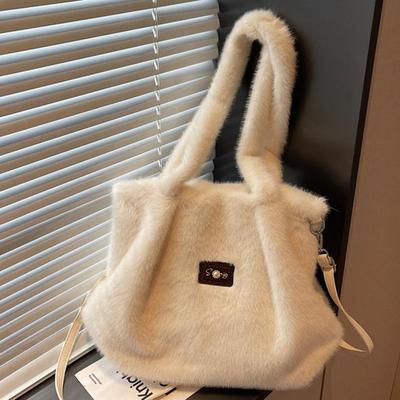 Plüschtasche mit großem Fassungsvermögen, modische Tragetasche mit hohem Erscheinungsbild, Handtasche, pelzige Schultertasche