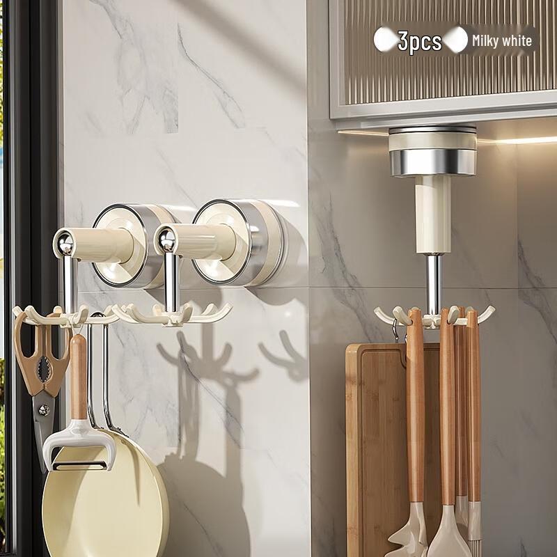HANDUNYOU Rotating Suction Cup Kitchen Hooks (3-Pack)