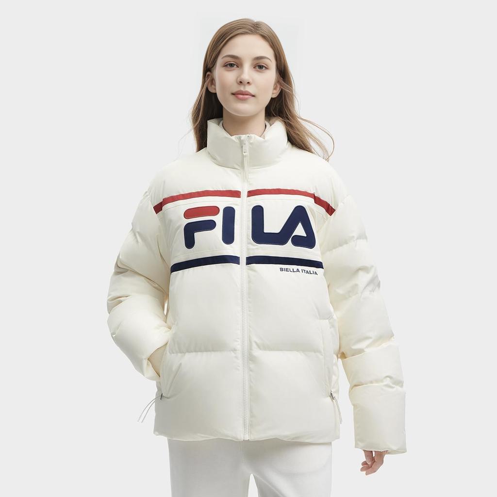 Fila 2023 Winter New Retro Casual Thick Stand Collar Down Jacket Unisex Outerwear Reed-White F11U349903F-IV